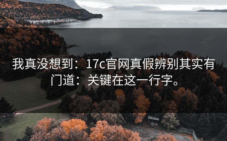 我真没想到:17c官网真假辨别其实有门道:关键在这一行字。 我真没想到:17c官网真假辨别其实有门道:关键在这一行字。