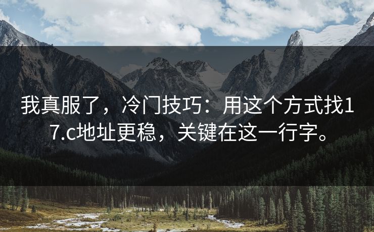我真服了，冷门技巧：用这个方式找17.c地址更稳，关键在这一行字。