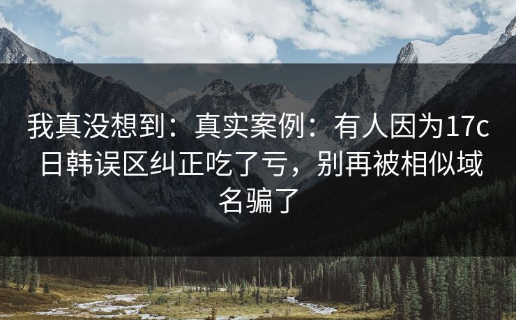 我真没想到：真实案例：有人因为17c日韩误区纠正吃了亏，别再被相似域名骗了