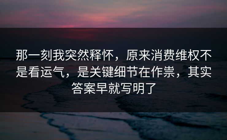 那一刻我突然释怀，原来消费维权不是看运气，是关键细节在作祟，其实答案早就写明了