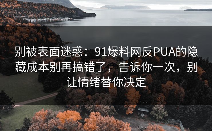 别被表面迷惑：91爆料网反PUA的隐藏成本别再搞错了，告诉你一次，别让情绪替你决定