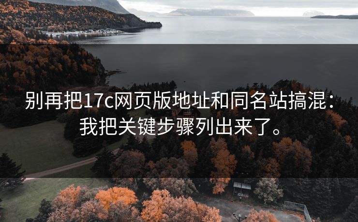 别再把17c网页版地址和同名站搞混：我把关键步骤列出来了。