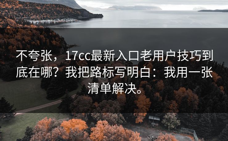 不夸张，17cc最新入口老用户技巧到底在哪？我把路标写明白：我用一张清单解决。