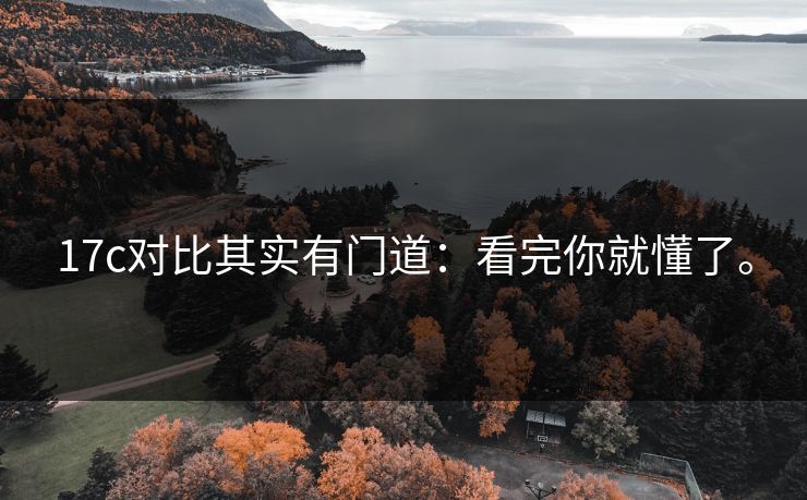 17c对比其实有门道：看完你就懂了。