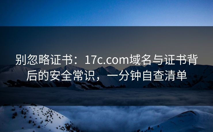 别忽略证书：17c.com域名与证书背后的安全常识，一分钟自查清单
