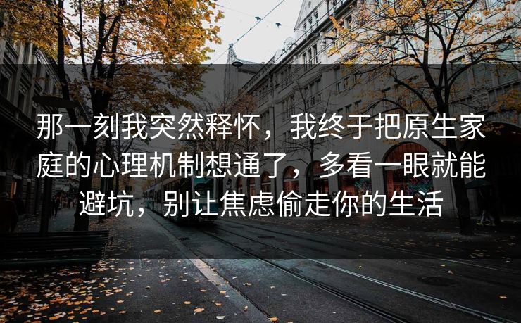 那一刻我突然释怀，我终于把原生家庭的心理机制想通了，多看一眼就能避坑，别让焦虑偷走你的生活