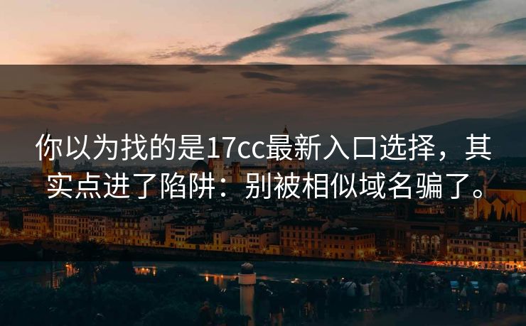 你以为找的是17cc最新入口选择，其实点进了陷阱：别被相似域名骗了。