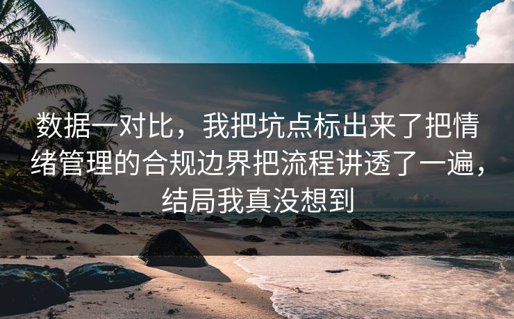 数据一对比,我把坑点标出来了把情绪管理的合规边界把流程讲透了一遍,结局我真没想到 数据一对比,我把坑点标出来了把情绪管理的合规边界把流程讲透了一遍,结局我真没想到
