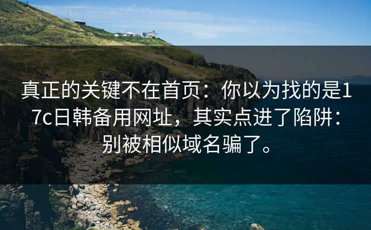 真正的关键不在首页:你以为找的是17c日韩备用网址,其实点进了陷阱:别被相似域名骗了。 真正的关键不在首页:你以为找的是17c日韩备用网址,其实点进了陷阱:别被相似域名骗了。