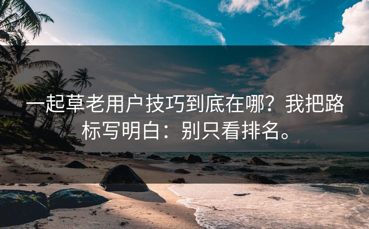 一起草老用户技巧到底在哪?我把路标写明白:别只看排名。 一起草老用户技巧到底在哪?我把路标写明白:别只看排名。