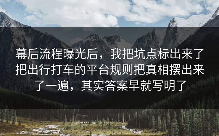幕后流程曝光后,我把坑点标出来了把出行打车的平台规则把真相摆出来了一遍,其实答案早就写明了 幕后流程曝光后,我把坑点标出来了把出行打车的平台规则把真相摆出来了一遍,其实答案早就写明了