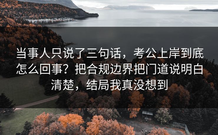 当事人只说了三句话,考公上岸到底怎么回事?把合规边界把门道说明白清楚,结局我真没想到 当事人只说了三句话,考公上岸到底怎么回事?把合规边界把门道说明白清楚,结局我真没想到